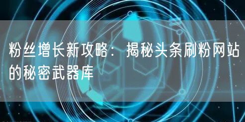 粉丝增长新攻略：揭秘头条刷粉网站的秘密武器库