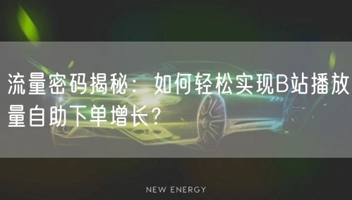 流量密码揭秘：如何轻松实现B站播放量自助下单增长？