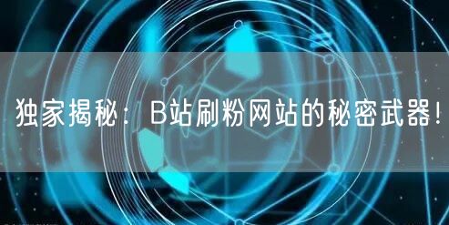 独家揭秘：B站刷粉网站的秘密武器！