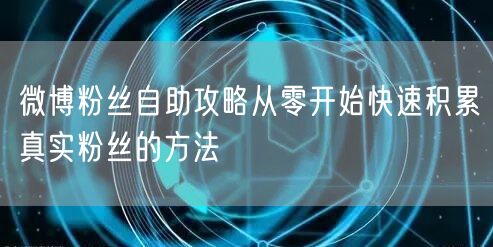 微博粉丝自助攻略从零开始快速积累真实粉丝的方法
