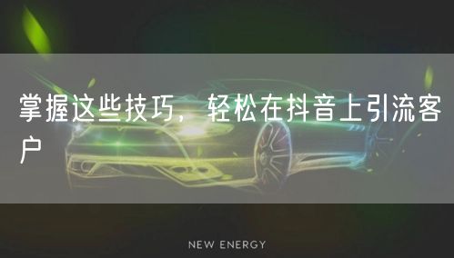 掌握这些技巧，轻松在抖音上引流客户